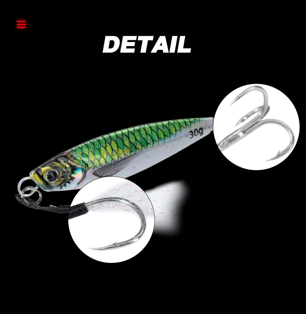 Hunthouse Metal Jig Fishing Lure Sinking Slow Jigging 7g-80g Casting Hard Bait Saltwater Artificial Pike SeaBass Fish Tackle