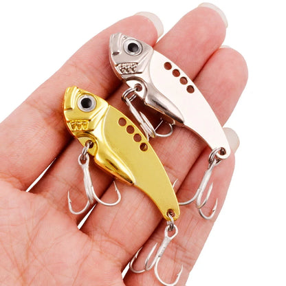 Fishing Lures Metal Vib Hard Adjustable Action Blade Bait Fishing Spoon Lures With 3D Red Eyes Hook Tackle 3g/7g/10g/15g dropshi