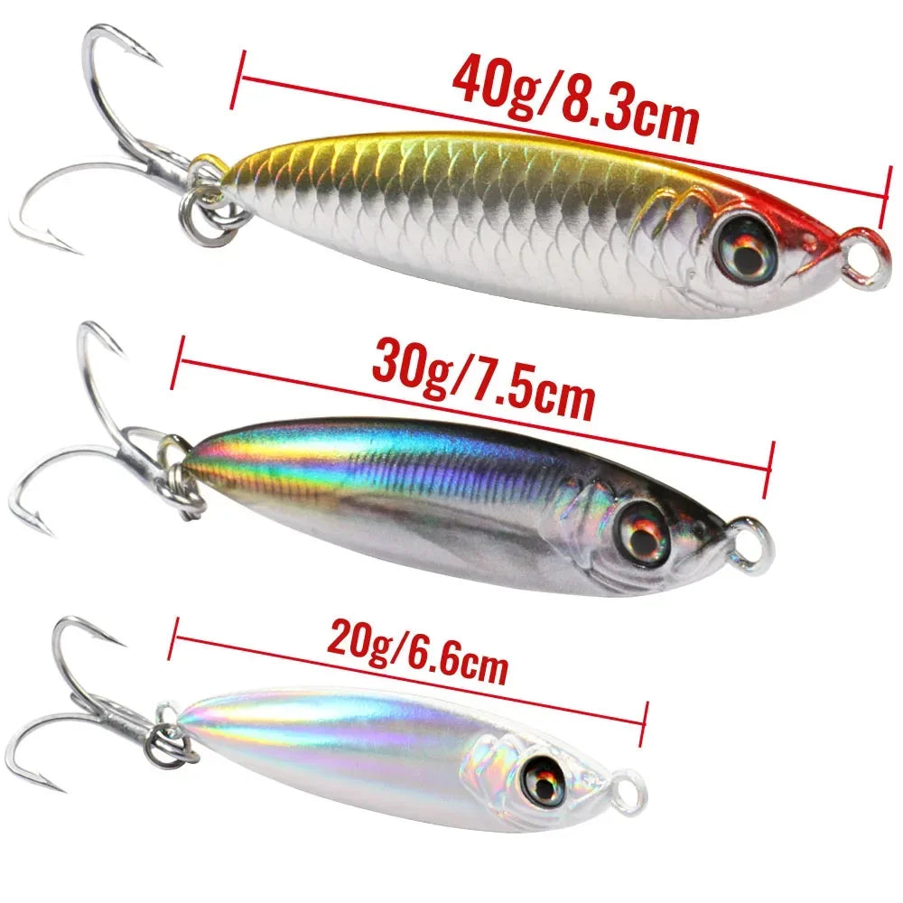 Metal Jig Lure 20g 30g 40g Spinner 3D Eye Popper Sinking Pencil Spinning Fishing Tackle Hook Swimbait Pesca Spinnerbait Bait