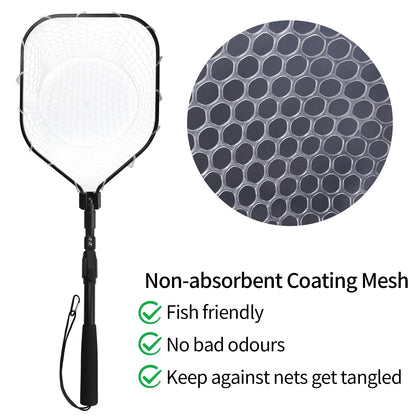 Fly Fishing Landing Net Soft Rubber Mesh Catch Release Fish Net Lightweight Portable Landing Net with Aluminum Handle Frame