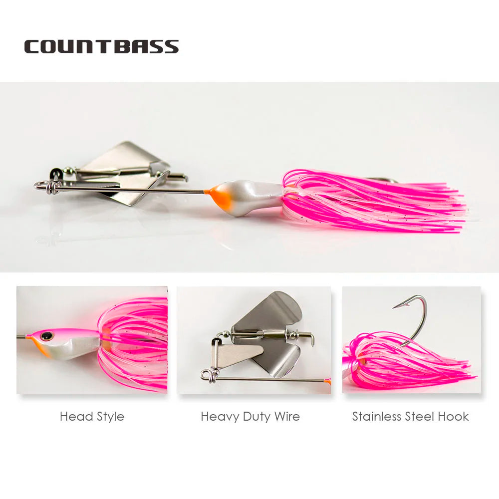 COUNTBASS Clacker Buzzbaits with Stainless Steel hook 6/0 Bass Fishing Lures Silicone Skirt Wire Baitss 5/8oz