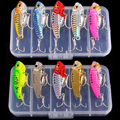 Aorace 5pcs/box Metal VIB 3/7/10/15/20g Fishing Lure Vibration Spoon Hard Baits Crankbait Wobbler Swimbait Cicada VIB Tackle