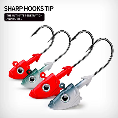 Sea.Yolo 21.5g 32.5g Jig Head Hooks Fishing Hook 3D Eye Soft Worm Baits Jig Head Lure Hook for Sea Bass Pike Fishing