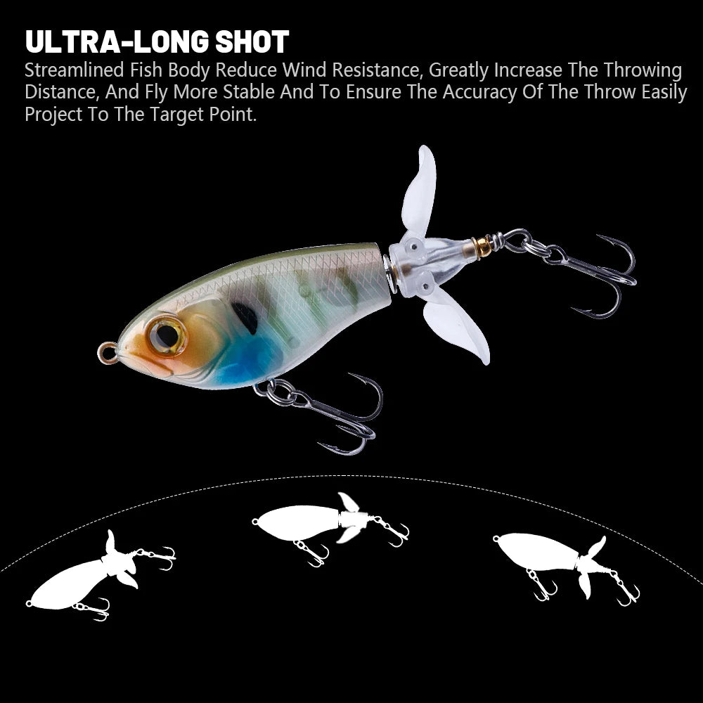 TREHOOK 9g/8g/14g/17g/24g Topwater Whopper Popper Fishing Lures Rotating Double Propeller Tail Artificial Bait Floating Wobblers