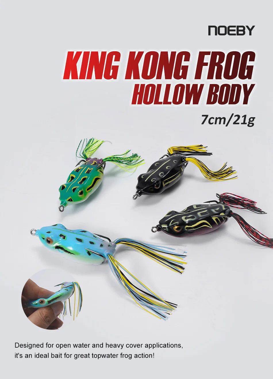 Noeby Hollow Body Walking Frog Topwater Lure and Toad Soft Baits with Weedless Hooks for Snakehead Dogfish Musky Bass Lures