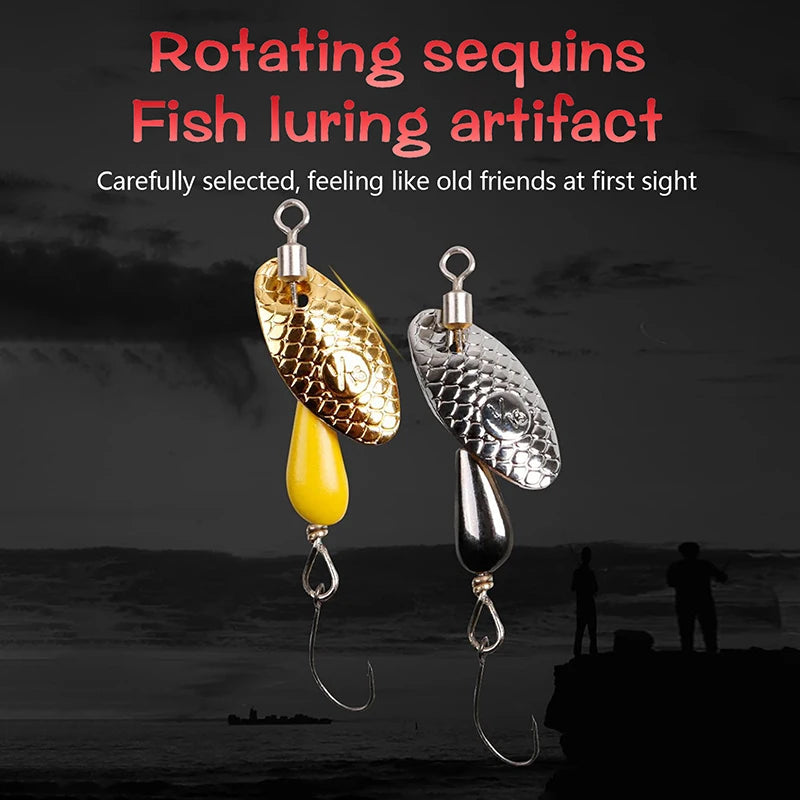 Rotating Spinner Spoon Fishing Lure Artificial Metal Sequins Bait 5.5cm/28g Single Hook Wobblers Bass Trout Perch Pesca