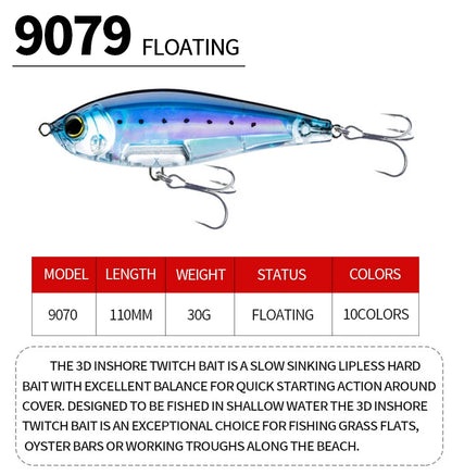 30g 110mm Floating Pencil Fishing Lures Inshore Twitch Artificial Hard Bait Saltwater Trout Isca Pesca Wobbler Fishing Equipment