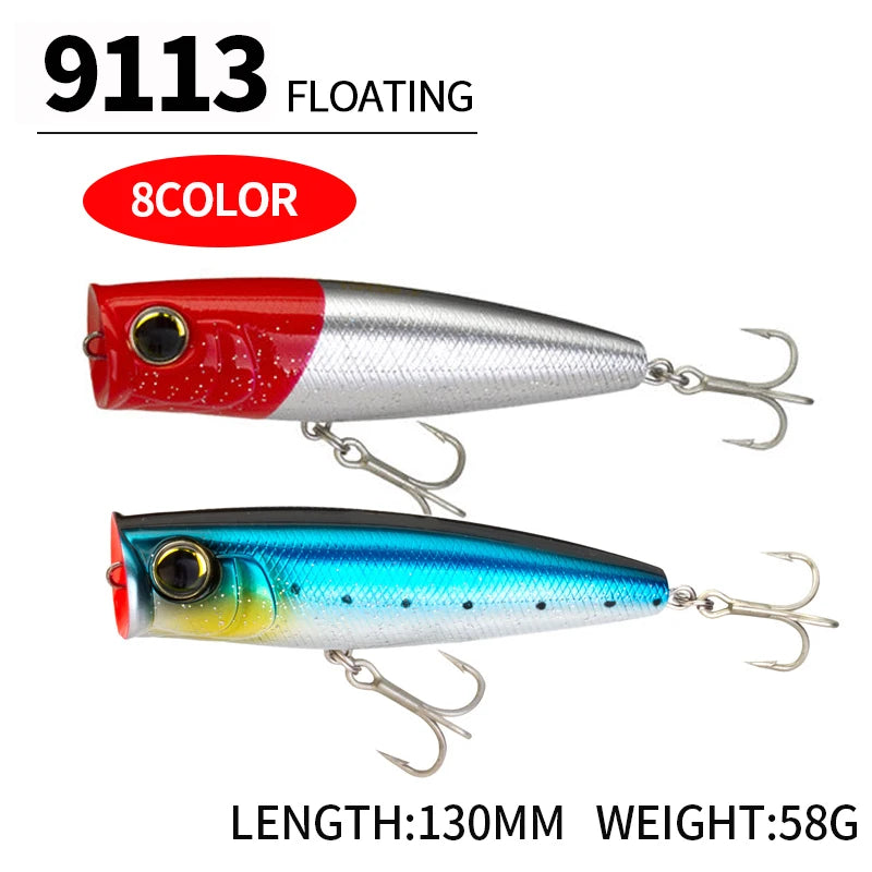 58g 130mm Big Popper Fishing Lures Twitch Wobbler Artificial Hard Baits Saltwater Trolling Surface Topwater Swimbait Equipment