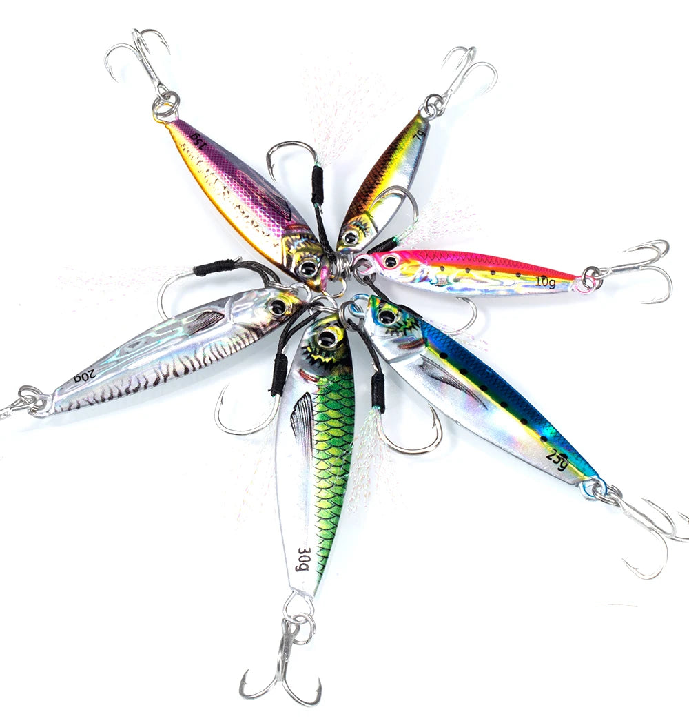 Hunthouse Metal Jig Fishing Lure Sinking Slow Jigging 7g-80g Casting Hard Bait Saltwater Artificial Pike SeaBass Fish Tackle