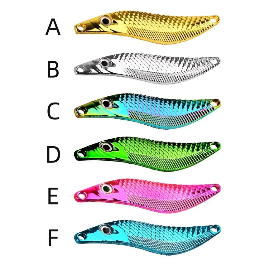 Aorace Metal VIB Leech Spinners Spoon Lures 7g-20g Artificial Bait With Feather Hook Night Fishing Tackle for Bass Pike Perch