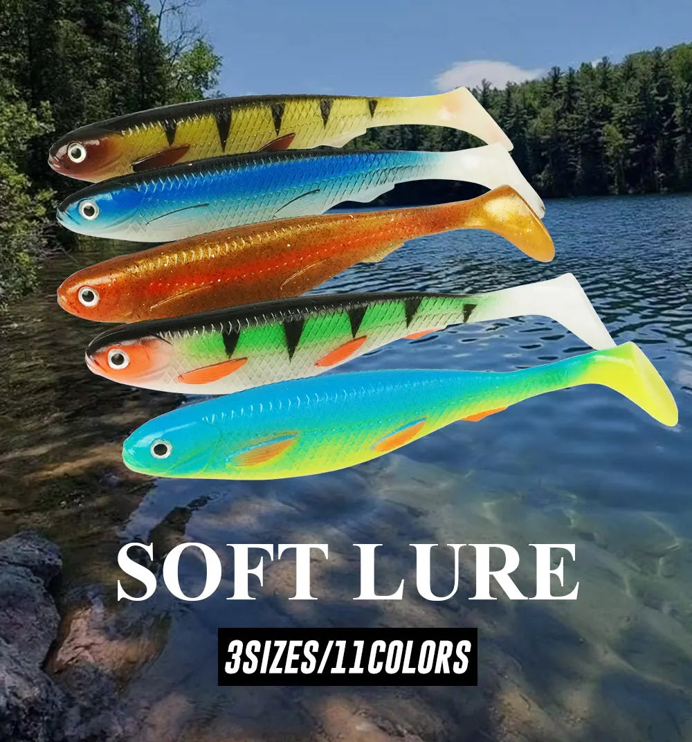 soft lure artificial bait big shads soft 12.5cm 13.7g 15cm 22g PVC material 20cm 55g T Tail Softbaitsfor sea bass perch zander