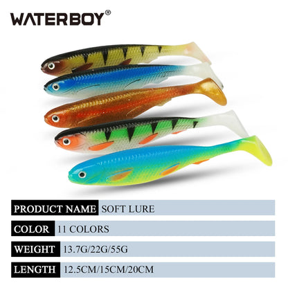 soft lure artificial bait big shads soft 12.5cm 13.7g 15cm 22g PVC material 20cm 55g T Tail Softbaitsfor sea bass perch zander