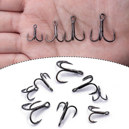 6X Fishing Treble Hook 10Pcs Triple Fishing Hook for Big Game Fishing 8# 6# 4# 2# 1# 1/0 2/0 3/0 Barbed Sharp Hooks on Hard Bait