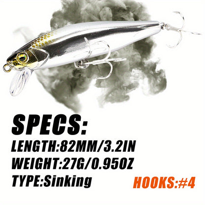 1 82mm/0.95oz Minnow Sinking Fishing Lure For Saltwater, Sea Fishing Small Hard Bait, Artificial Mini Swimbait