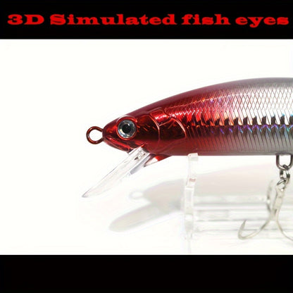 1pc Long-Distance Casting Minnow Lure - Sinking Fake Bait with Treble Hook for Saltwater Fishing, Durable ABS and Lead Construction, Lifelike Swimming Action, and Irresistible Lure Design