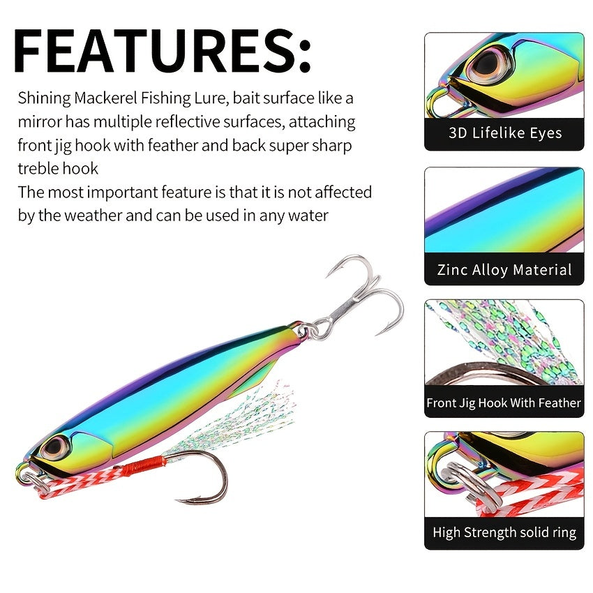 Colorful Metal Spoon Jigs with Hooks - Electroplated Fishing Lures for Freshwater and Saltwater Fishing - Available in 7g, 10g, 15g, 20g, 30g, and 40g - Essential Fishing Tackle Accessories