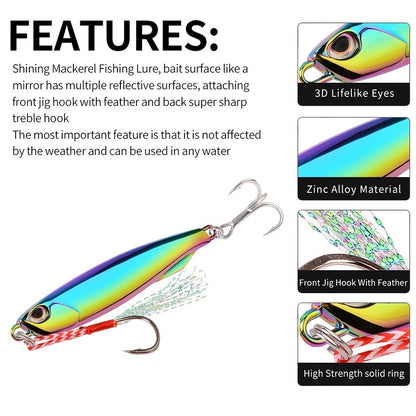 Colorful Metal Spoon Jigs with Hooks - Electroplated Fishing Lures for Freshwater and Saltwater Fishing - Available in 7g, 10g, 15g, 20g, 30g, and 40g - Essential Fishing Tackle Accessories