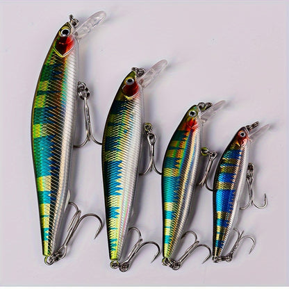 5pcs Premium Sinking Minnow Fishing Lures with Treble Hooks - Long Casting, Durable ABS Plastic for Trout, Bass, Perch, Walleye & Redfish - Mixed Colors