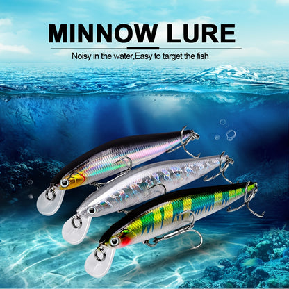 5pcs Premium Sinking Minnow Fishing Lures with Treble Hooks - Long Casting, Durable ABS Plastic for Trout, Bass, Perch, Walleye & Redfish - Mixed Colors