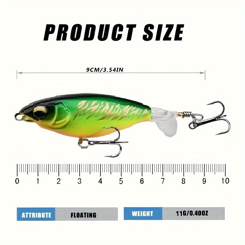 1pc/3pcs Bass Lures, Top Water Artificial Hard Bait, Floating Swimbaits With Rotating Tail