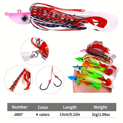 1pc 0.71oz Spinner Bait, Soft Fishing Lure, Fishing Tackle For Saltwater Freshwater, Bearded Buzzbait, Bucktail Saltwater Jigs