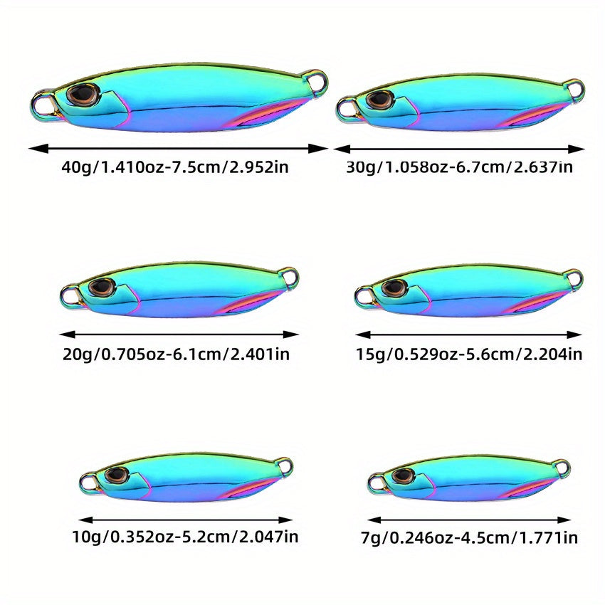 Colorful Metal Spoon Jigs with Hooks - Electroplated Fishing Lures for Freshwater and Saltwater Fishing - Available in 7g, 10g, 15g, 20g, 30g, and 40g - Essential Fishing Tackle Accessories