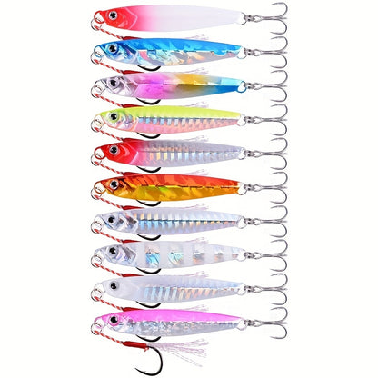 10-Piece Premium Saltwater Jig Lure Set - Lifelike Slow Action, Durable & Versatile Weights (21g, 28g, 40g)