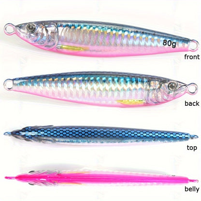 4pcs Slow Sinking Fishing Lure Set - 40G/60G/80G Metal Jig Baits With Sequins, Ideal For Freshwater & Saltwater Angling