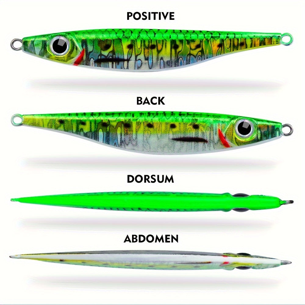 5pcs PROBEROS Premium Metal Casting Jig Lures with 3D Eyes - Exceptional Realistic Slow-Shaking Action for Deep Sea Fishing, Lifelike Design, Durable Construction, and Irresistible to Fish